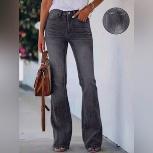 Women's Gray Faded Slim Fit Bootcut Jeans